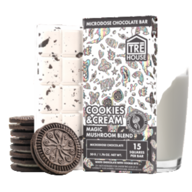 TRE House Magic Mushroom Microdose Cookies & Cream 15 Square Bars 50g 1.76oz - Seven Tech