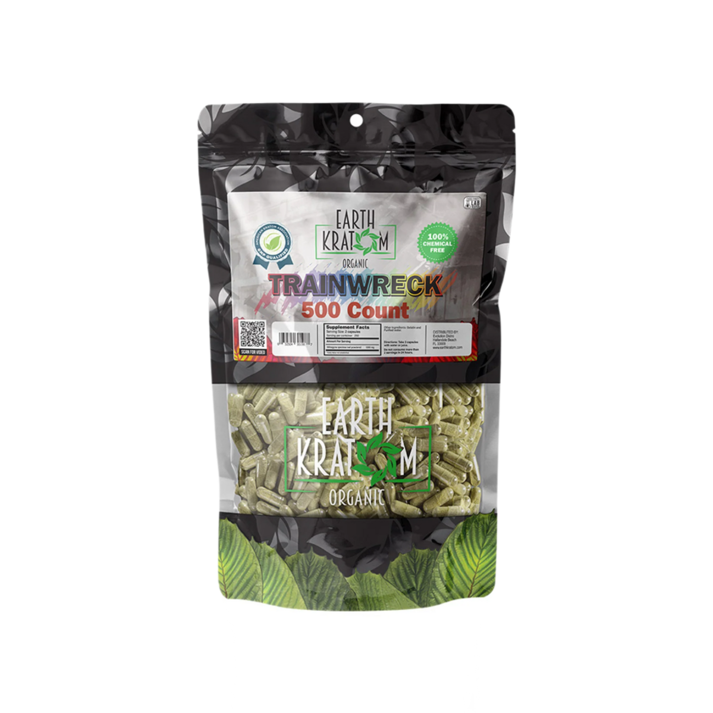 EARTH KRATOM CAPSULES 500CT - TRAINWRECK - Seven Tech