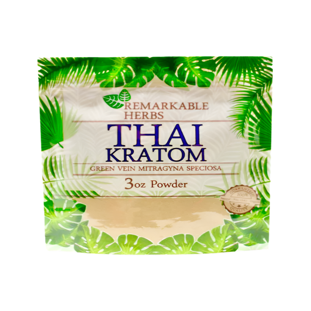 REMARKABLE HERBS KRATOM POWDER 3OZ - THAI GREEN VEIN - Seven Tech