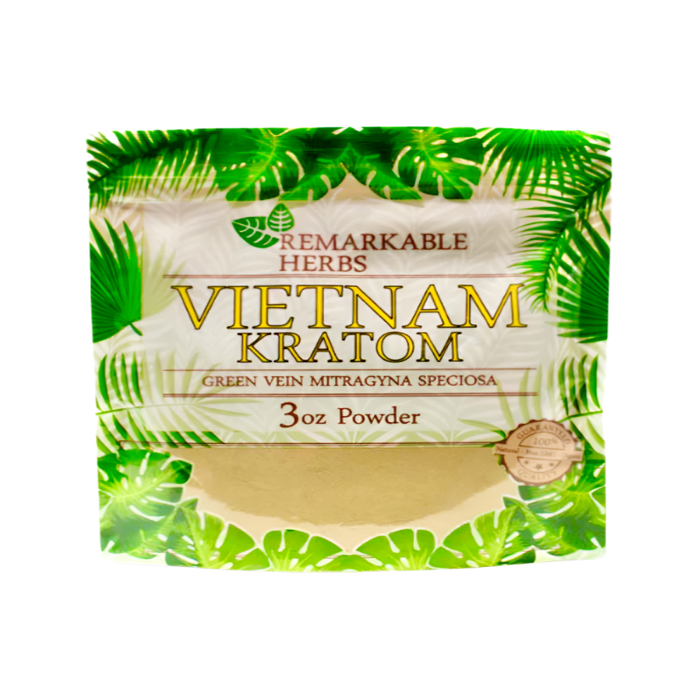 REMARKABLE HERBS KRATOM POWDER 3OZ - VIETNAM GREEN VEIN - Seven Tech