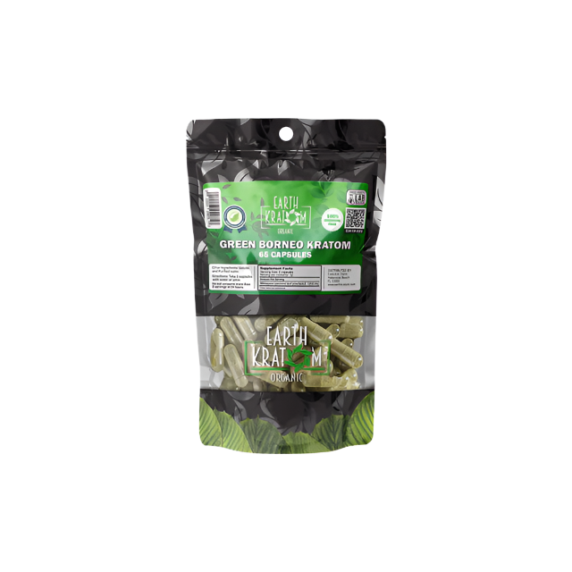 EARTH KRATOM CAPSULES 65CT - BORNEO GREEN VEIN - Seven Tech