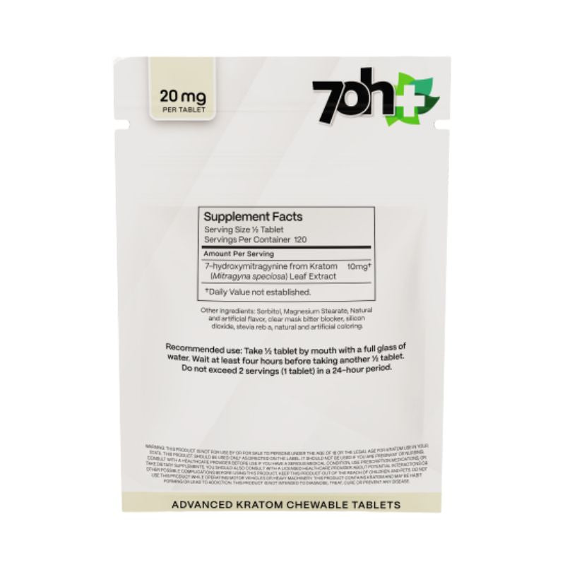7OH Plus 7-Hydroxy Chewable Tablets 20mg Per Tablet