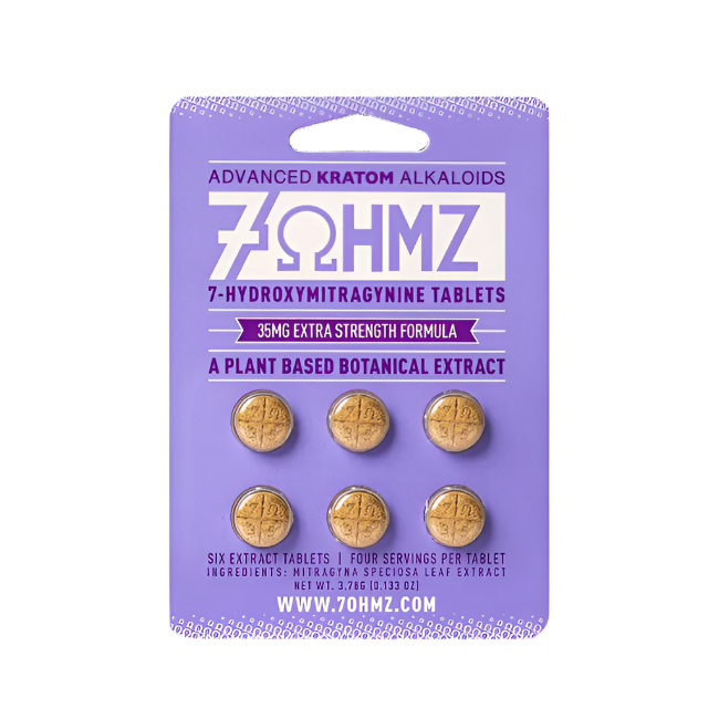 7OHMZ 6ct Advanced Alkaloids 7OH Chewable Tabs Extra Strength Unflavored 35mg Per Tablets - Seven Tech