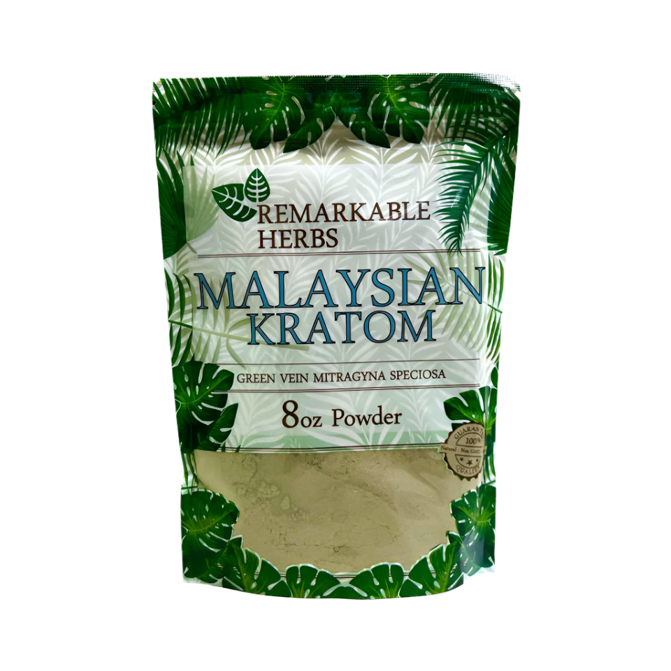 REMARKABLE HERBS KRATOM POWDER 8OZ - MALAYSIAN GREEN VEIN - Seven Tech