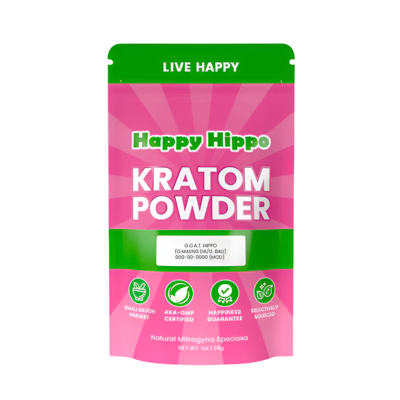 HAPPY HIPPO KRATOM POWDER 500G / 17.6OZ - JOLLY GREEN HIPPO / SUNDANESE GREEN VEIN - Seven Tech