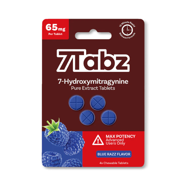 7TABZ 7-HYDROXYMITRAGYNINE TABLETS 4CT / 65MG EACH – BLUE RAZZ - Seven Tech