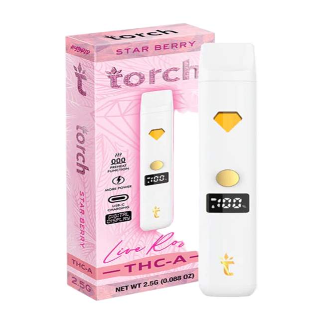 Torch Live Rosin CBD Disposable 2.5g Star Berry Hybrid - Seven Tech