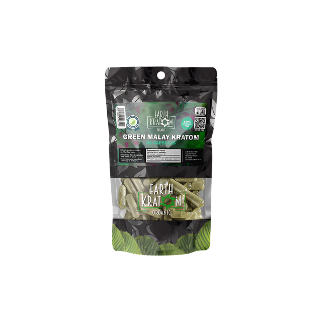 EARTH KRATOM CAPSULES 65CT - MALAY GREEN VEIN - Seven Tech