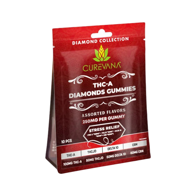 CUREVANA THC-A DIAMOND GUMMIES 250MG 10CT - STRESS RELIEF - Seven Tech