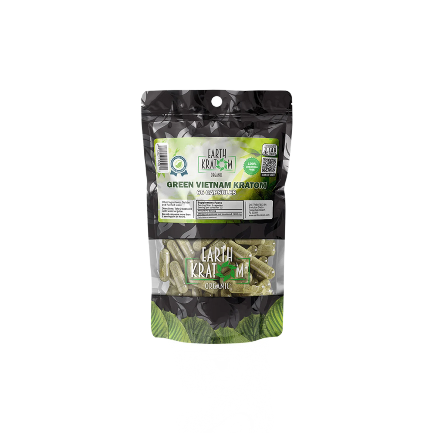 EARTH KRATOM CAPSULES 65CT - VIETNAM GREEN VEIN - Seven Tech