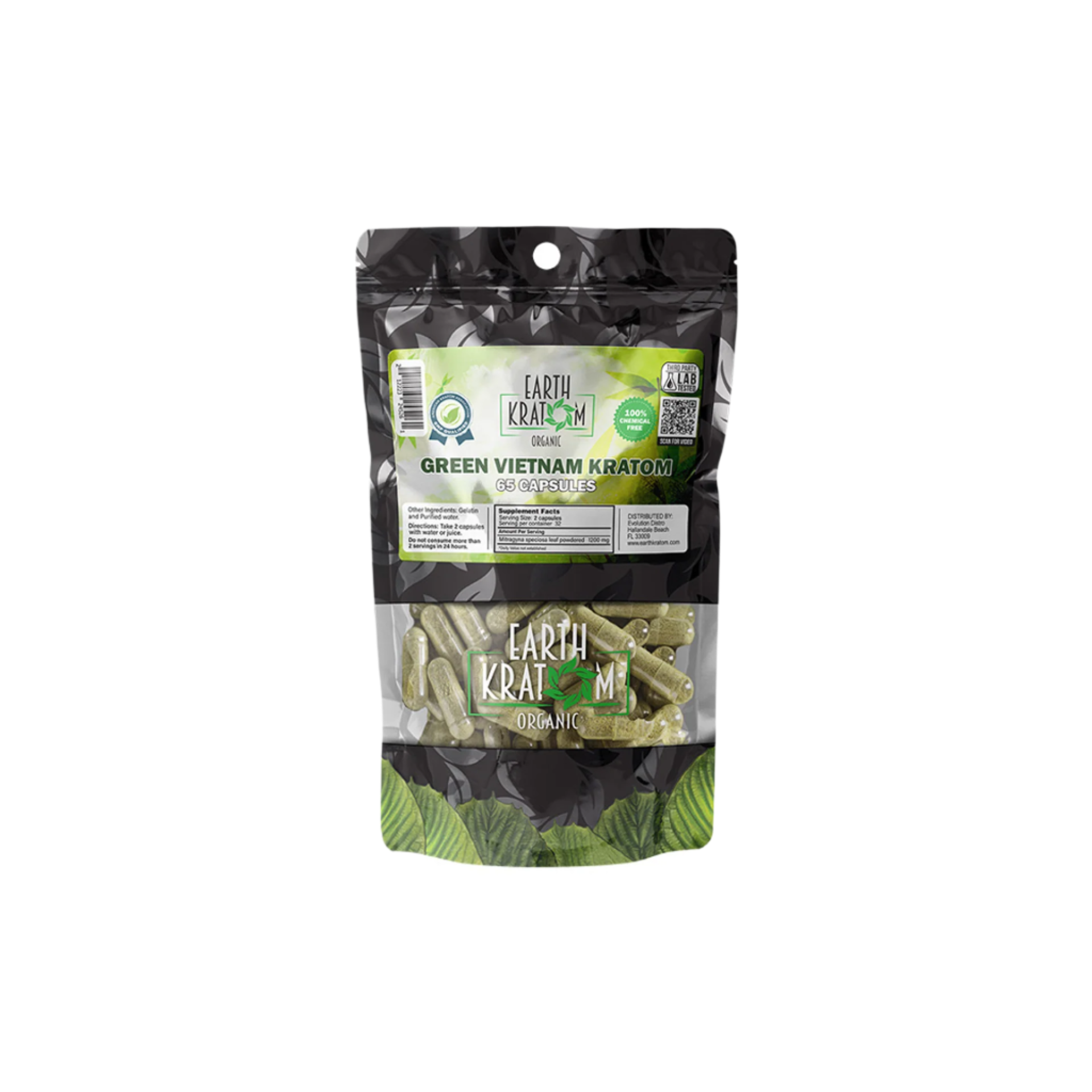 EARTH KRATOM CAPSULES 65CT - VIETNAM GREEN VEIN - Seven Tech