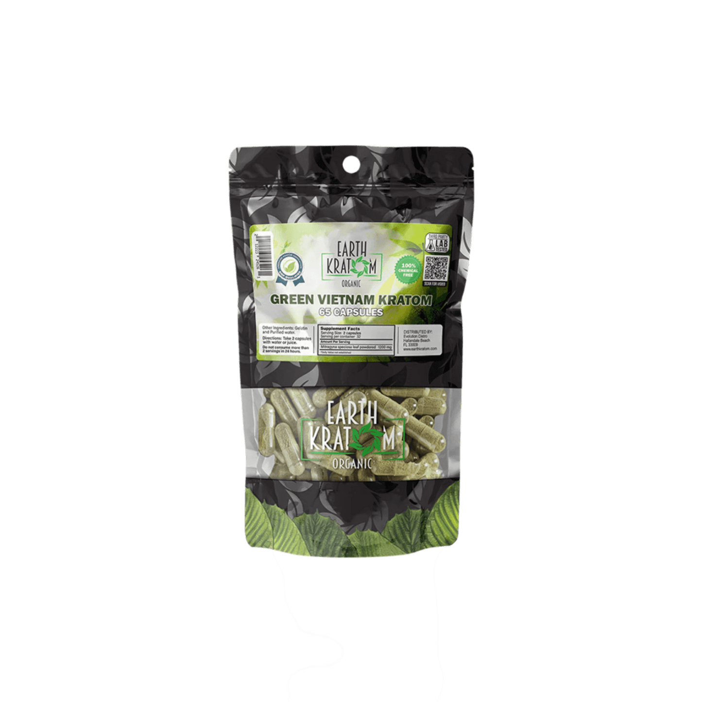 EARTH KRATOM CAPSULES 65CT - VIETNAM GREEN VEIN - Seven Tech
