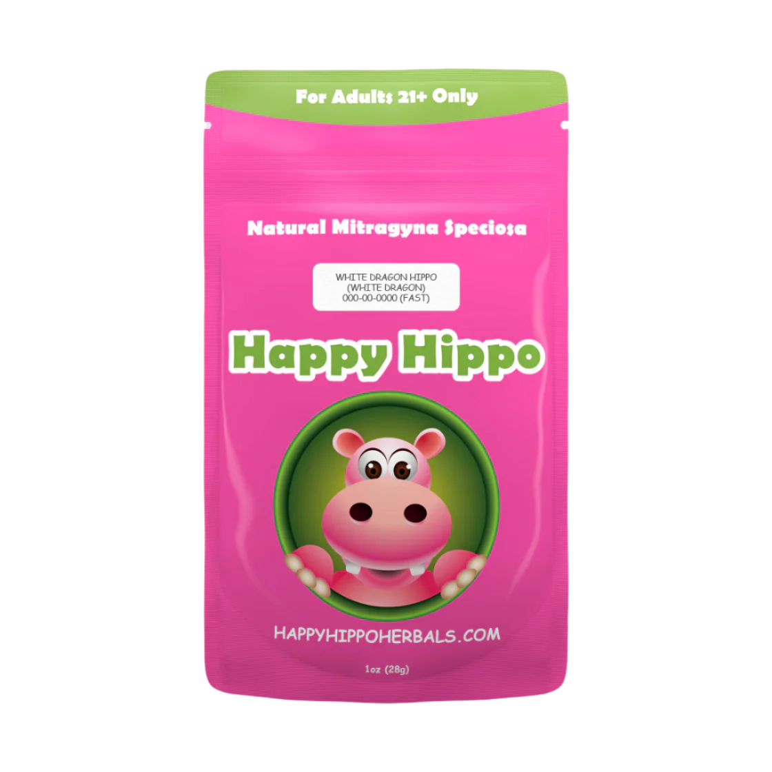 HAPPY HIPPO KRATOM POWDER 500G / 17.6OZ - ROCKSTAR HIPPO / MAENG DA WHITE VEIN - Seven Tech
