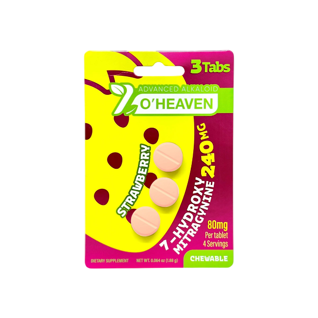 7 O’HEAVEN 7-HYDROXYMITRAGYNINE TABLETS 3CT / 240MG (80MG EACH) – STRAWBERRY - Seven Tech