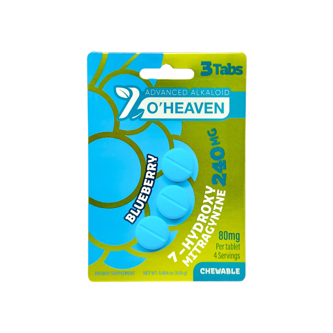 7 O’HEAVEN 7-HYDROXYMITRAGYNINE TABLETS 3CT / 240MG (80MG EACH) – BLUEBERRY - Seven Tech