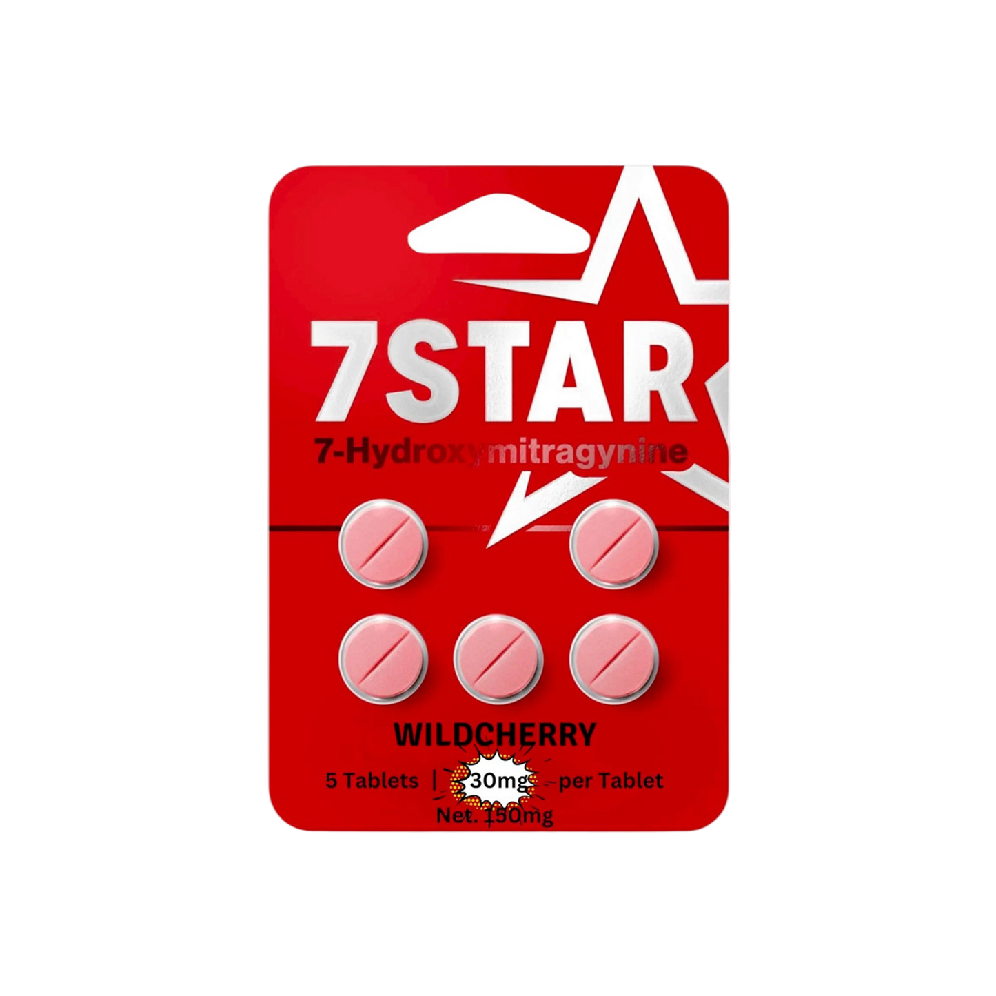 7STAR 7-HYDROXYMITRAGYNINE TABLETS 30MG 5ct - CHERRY - Seven Tech