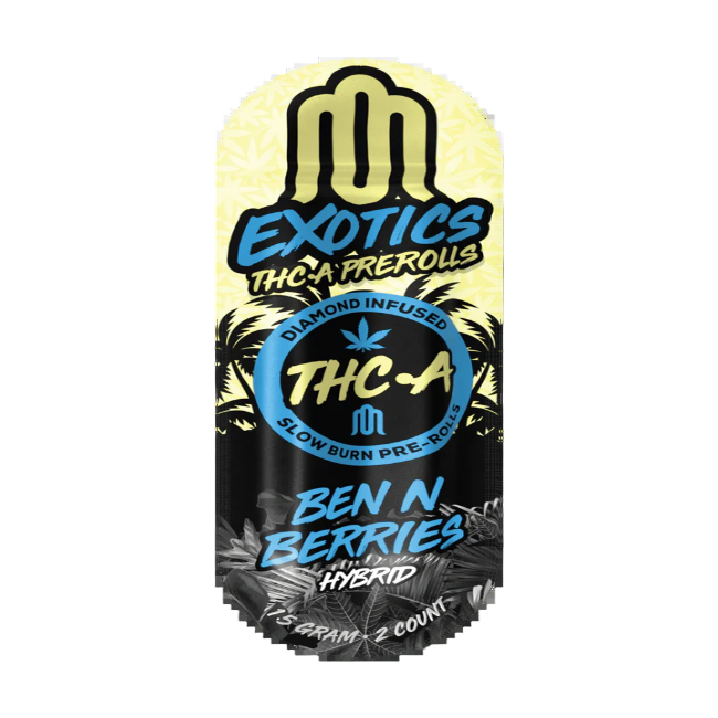 MODUS EXOTICS DIAMOND INFUSED SLOW BURNING 1.5G 2PK THC-A PRE-ROLLS - BEN N BERRIES HYBRID - Seven Tech