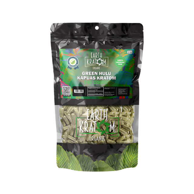EARTH KRATOM CAPSULES 750CT - HULU GREEN VEIN - Seven Tech