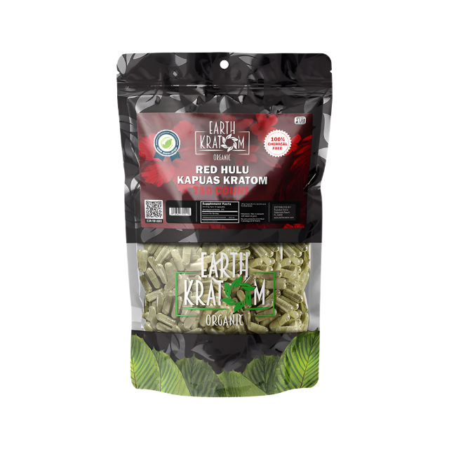 EARTH KRATOM CAPSULES 750CT - HULU RED VEIN - Seven Tech