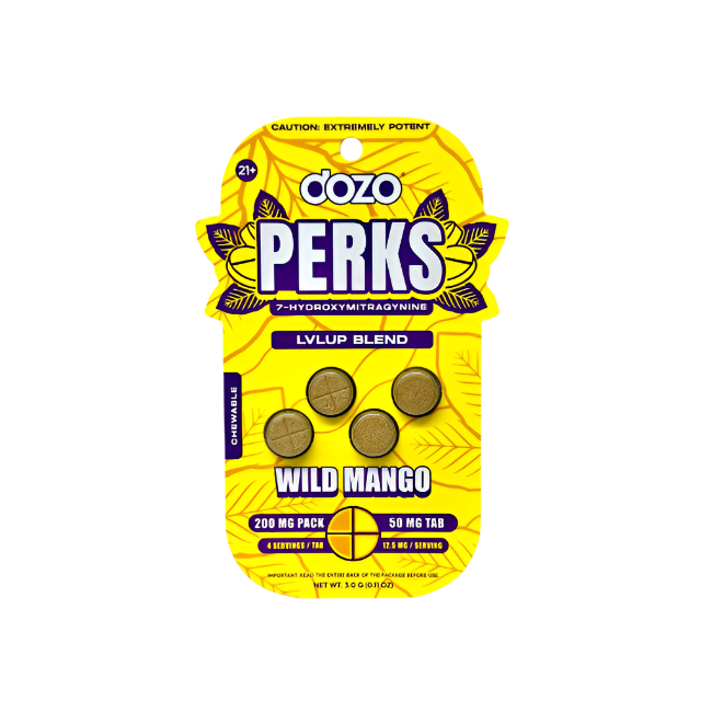 Dozo Perks 4ct 7OH LVLUP Blend Wild Mango Chewable Tabs 50mg per Tablet - Seven Tech