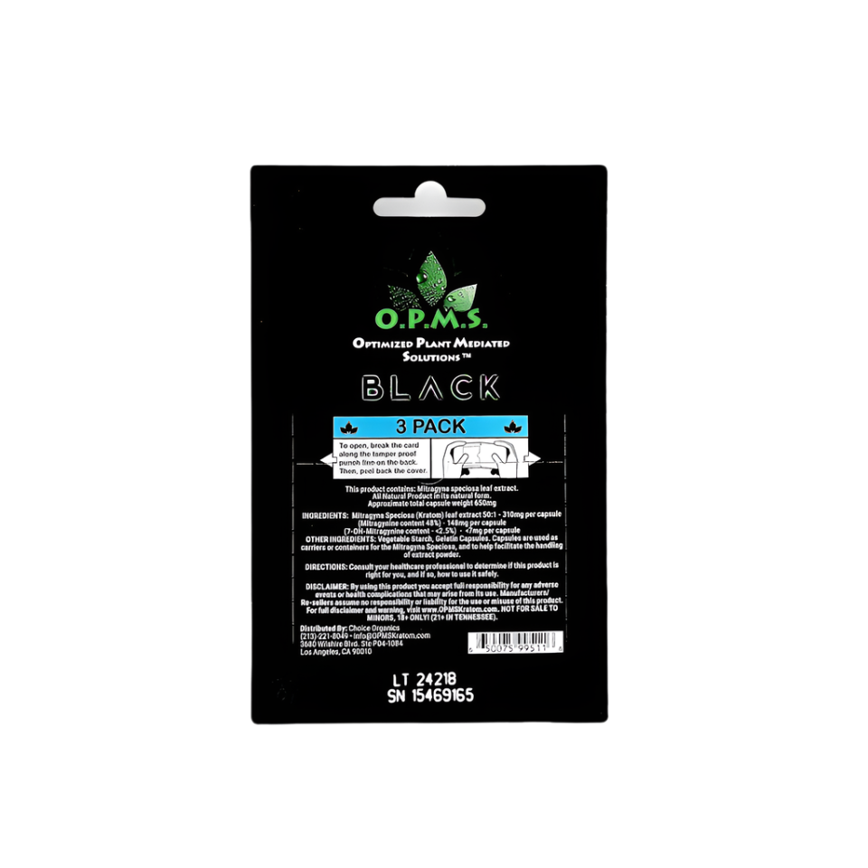 O.P.M.S. KRATOM CAPSULES - BLACK 3CT - Seven Tech