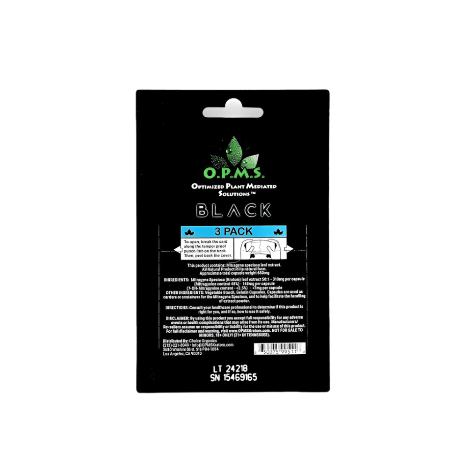 O.P.M.S. KRATOM CAPSULES - BLACK 3CT - Seven Tech