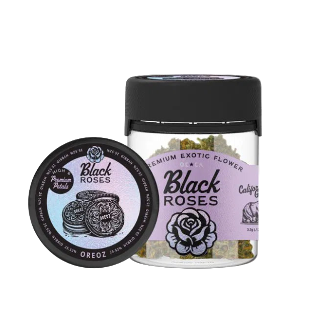 Black Roses Premium Exotic THC-A Flower 3.5g Jar Oreoz Hybrid - Seven Tech
