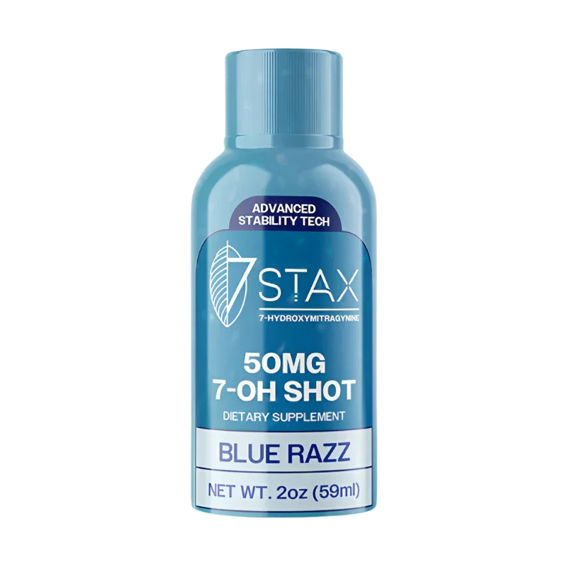 7Stax 7 Hydroxymitragynine Liquid Shot Blue Razz 50mg - Seven Tech