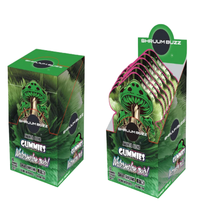 SHRUUMBUZZ AMANITA BLEND GUMMIES 500MG 10CT - WATERMELON SWIRL - Seven Tech