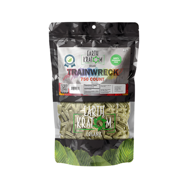 EARTH KRATOM CAPSULES 750CT - TRAINWRECK - Seven Tech