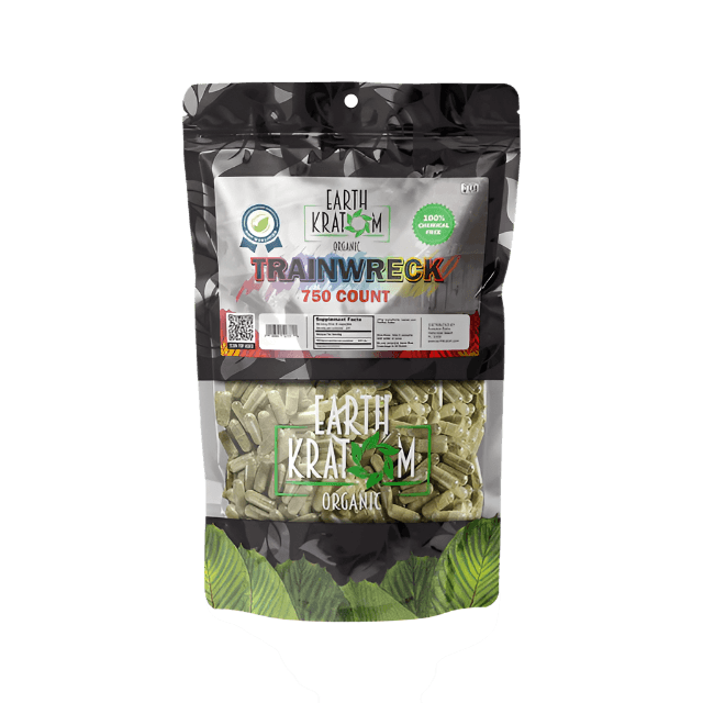 EARTH KRATOM CAPSULES 750CT - TRAINWRECK - Seven Tech