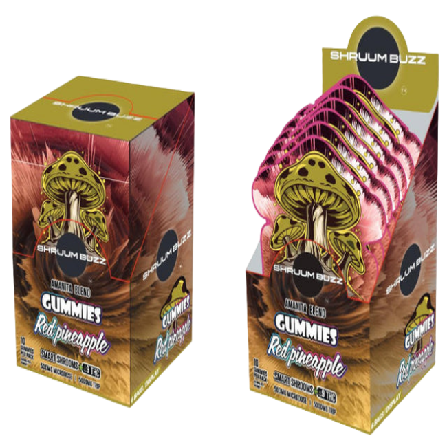 SHRUUMBUZZ AMANITA BLEND GUMMIES 500MG 10CT - RED PINEAPPLE - Seven Tech
