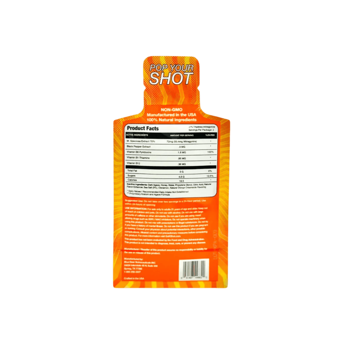 K SHOT K POP GEL PACKS 13G 100MG - KRATOM+AGAVE EXTRA STRENGTH - Seven Tech