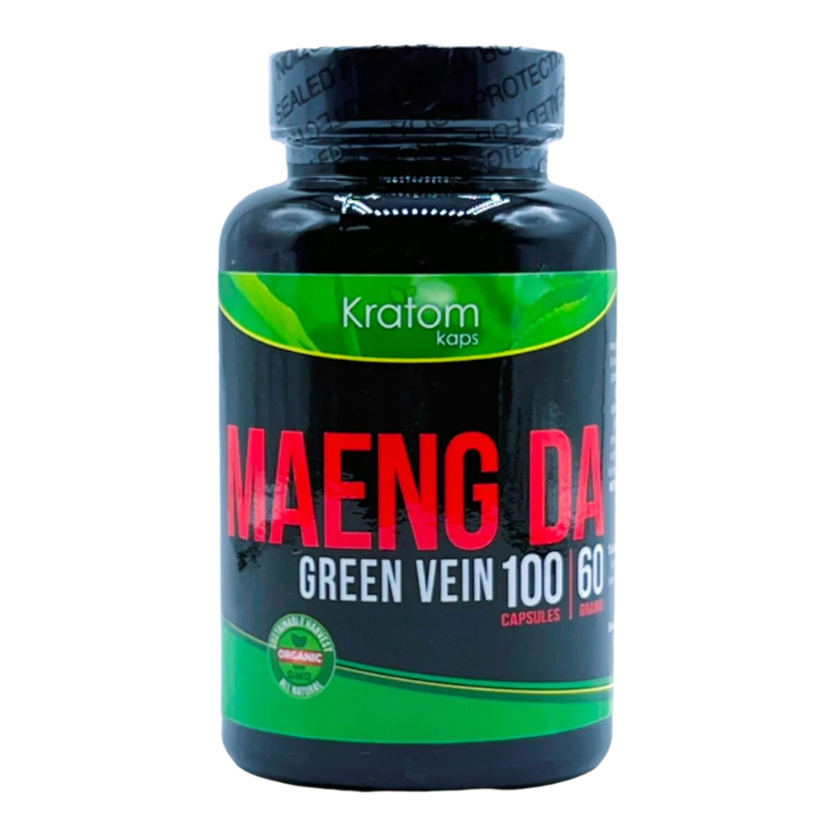 KRATOM KAPS CAPSULES 100CT / 60G - MAENG DA GREEN VEIN - Seven Tech
