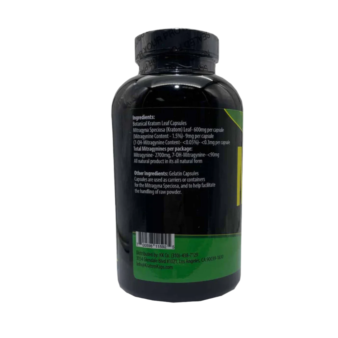 KRATOM KAPS CAPSULES 300CT / 180G - MALAY GREEN VEIN - Seven Tech