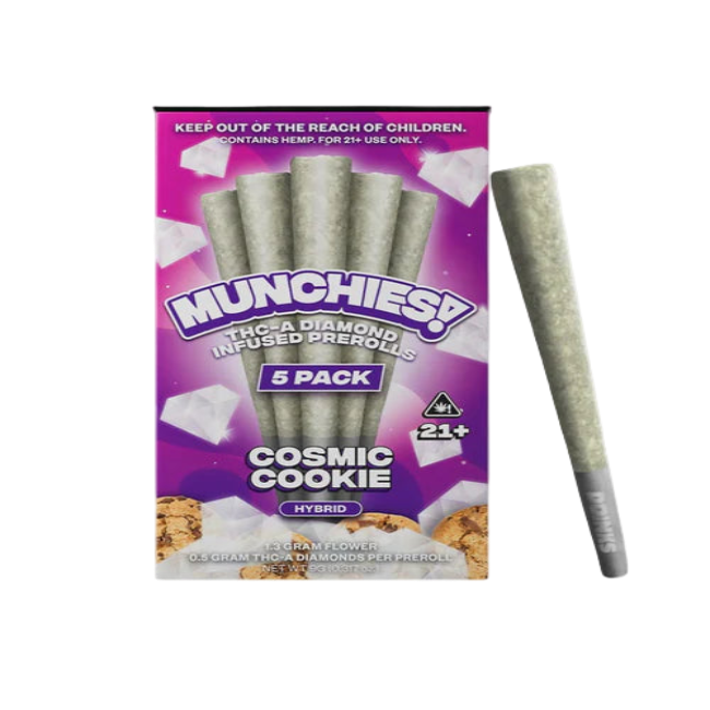 MUNCHIES THC-A DIAMOND PREROLLS 5PK – COSMIC COOKIE HYBRID - Seven Tech