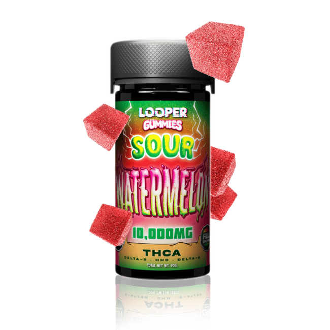 LOOPER THC-A ULTRA POTENT FULL SPECTRUM GUMMIES 500MG 20CT JAR - SOUR WATERMELON - Seven Tech