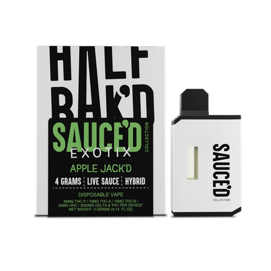 HALF BAKED SAUCED APPLE JACK'D  4 GRAMS LIVE SAUCE HYBRID DISPOSABLE VAPE 80MG THC-P 5OMH HHC/