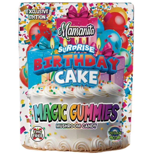 π Mamanita Birthday Cake Magic Gummies Mushroom Candy 2pcs 800mg 1600mg Per Pkg (100% off)