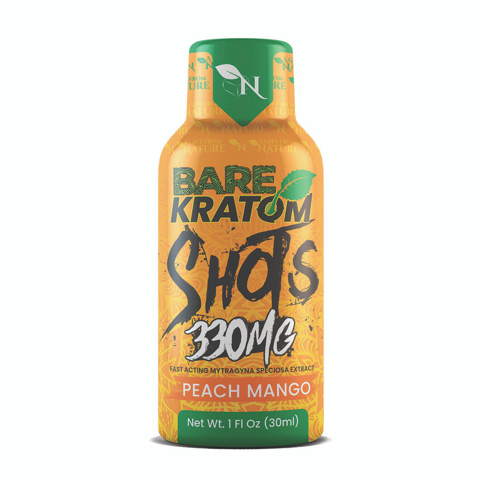 BARE KRATOM SHOTS 30ML 330MG BOX OF 4 - PEACH MANGO - Seven Tech
