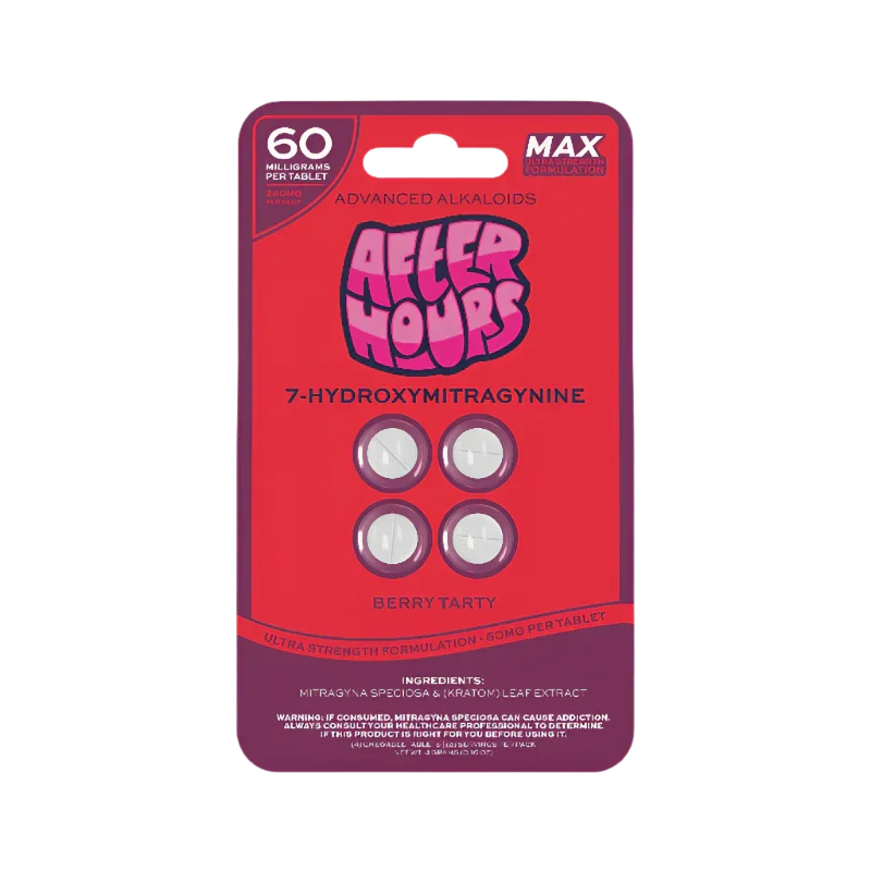 After Hours 4ct 7OH Chewable Tabs Berry Tarty 60mg per Tablet - Seven Tech