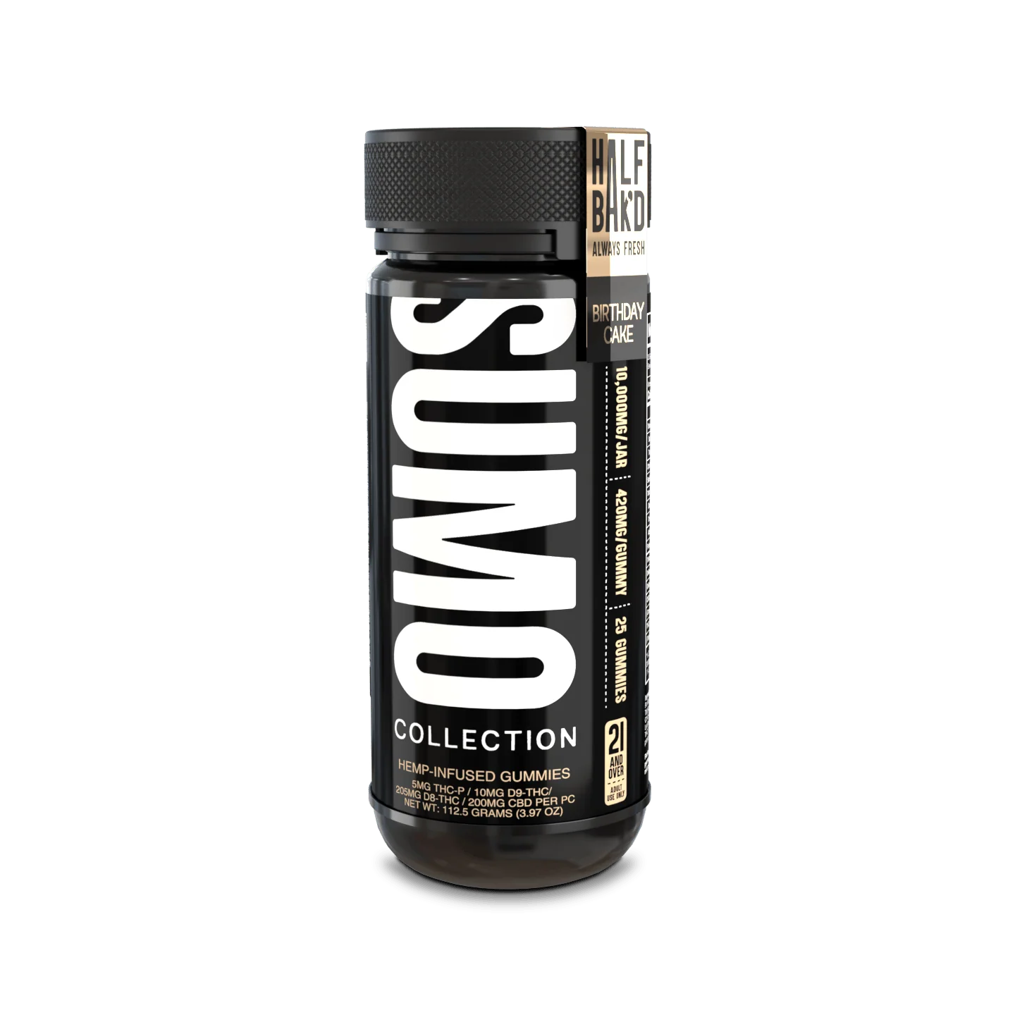 HALF BAK'D D9 SUMO 25CT 420MG PER GUMMY - BIRTHDAY CAKE - Seven Tech