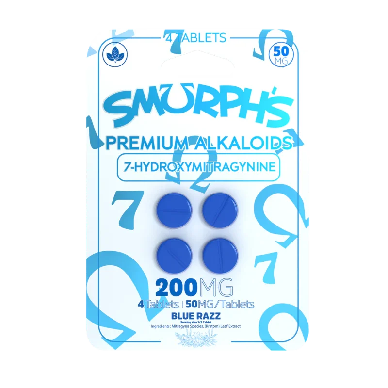 Smurph's 4ct 7OH Tabs Blue Razz 50mg per Tablet - Seven Tech