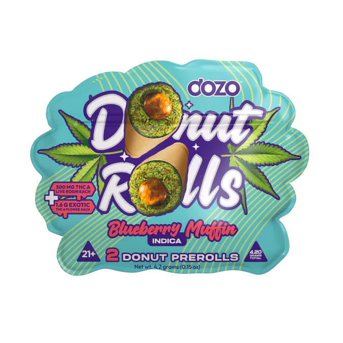 DOZO - THC A DONUT PRE-ROLLS - 2 COUNT - BLUEBERRY MUFFIN - INDICA - Seven Tech