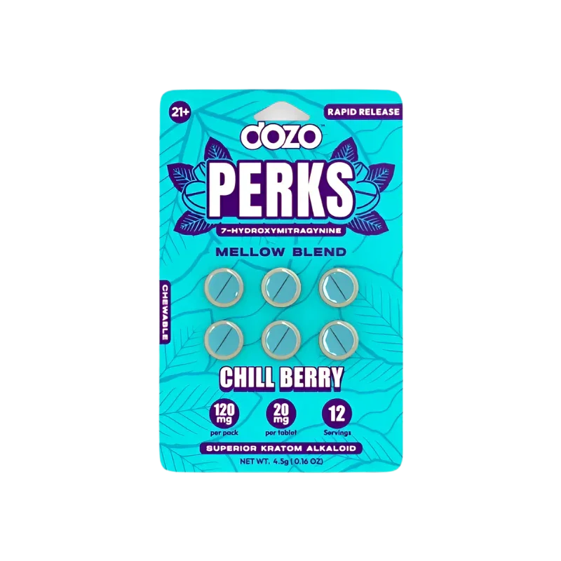 Dozo Perks 6ct 7OH Chewable Tabs Chill Berry 20mg per Tablet - Seven Tech