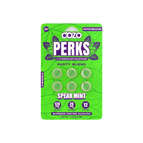 Dozo Perks 6ct 7OH Chewable Tabs SpearMint 20mg per Tablet - Seven Tech