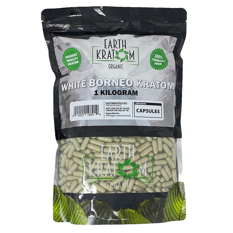 EARTH KRATOM CAPSULES 1000CT - BORNEO WHITE VEIN