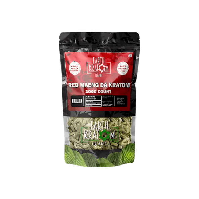 EARTH KRATOM CAPSULES 1000CT - MAENG DA RED VEIN - Seven Tech