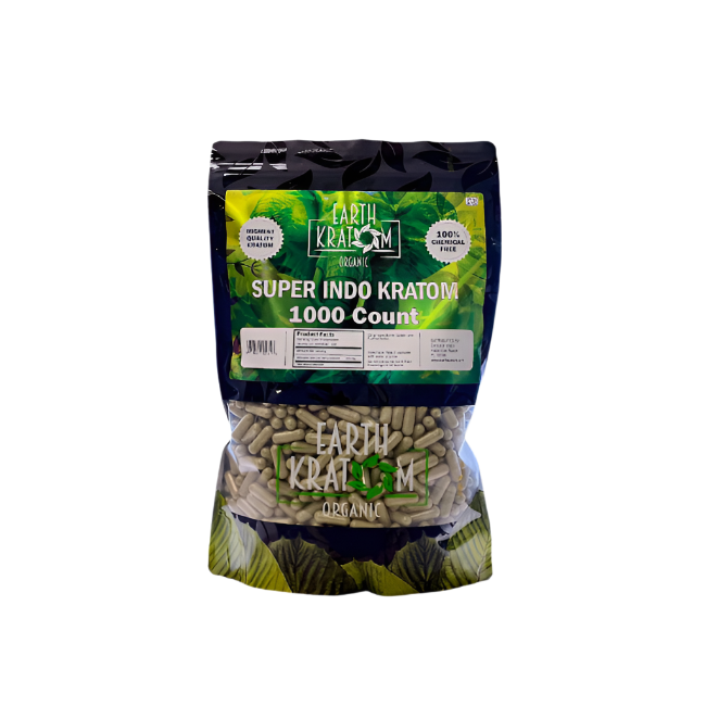 EARTH KRATOM CAPSULES 1000CT - INDO SUPER GREEN VEIN - Seven Tech