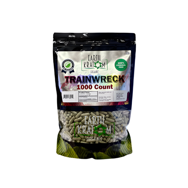 EARTH KRATOM CAPSULES 1000CT - TRAINWRECK - Seven Tech